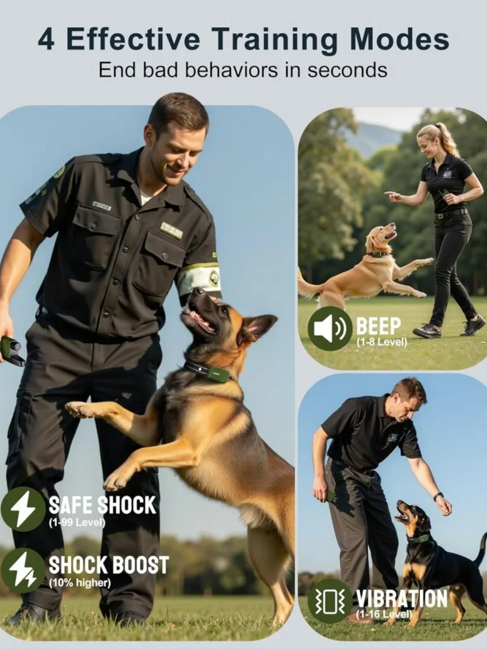 4500FT Waterproof Dog Training Collar with Remote, 4 Modes, Rechargeable eCollar
